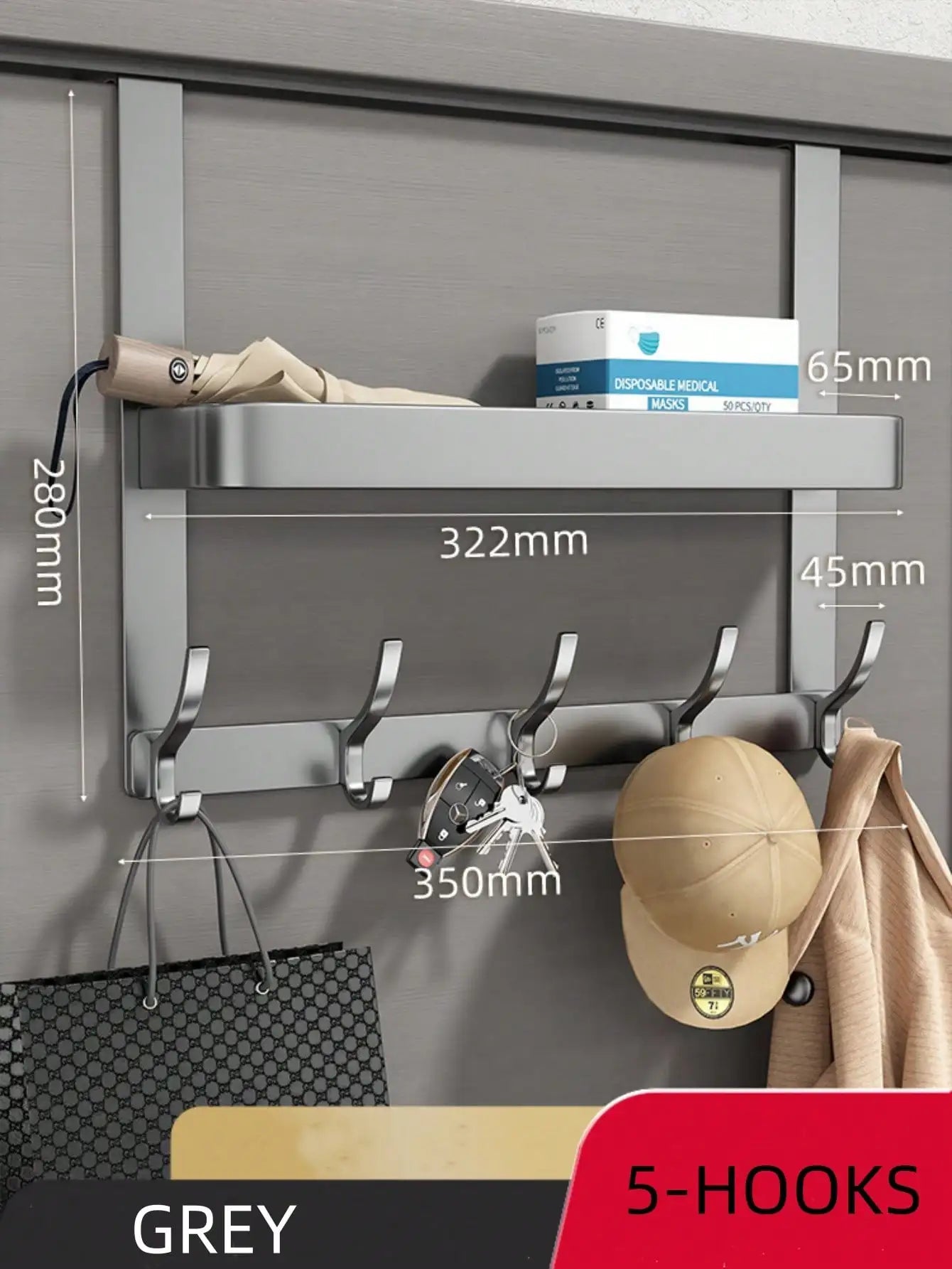 Easy-Install Over-The-Door Storage Rack - Multifunctional Metal Hooks for Bedroom, Bathroom & Kitchen Organization