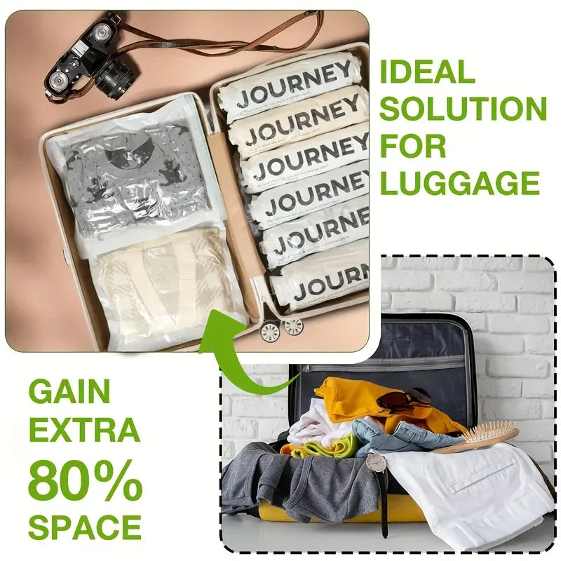 2pcs Vacuum Storage Bags, Hand-Rolled Travel Vacuum Storage Bags For Towels, Socks, Clothes, More , No Pump Needed