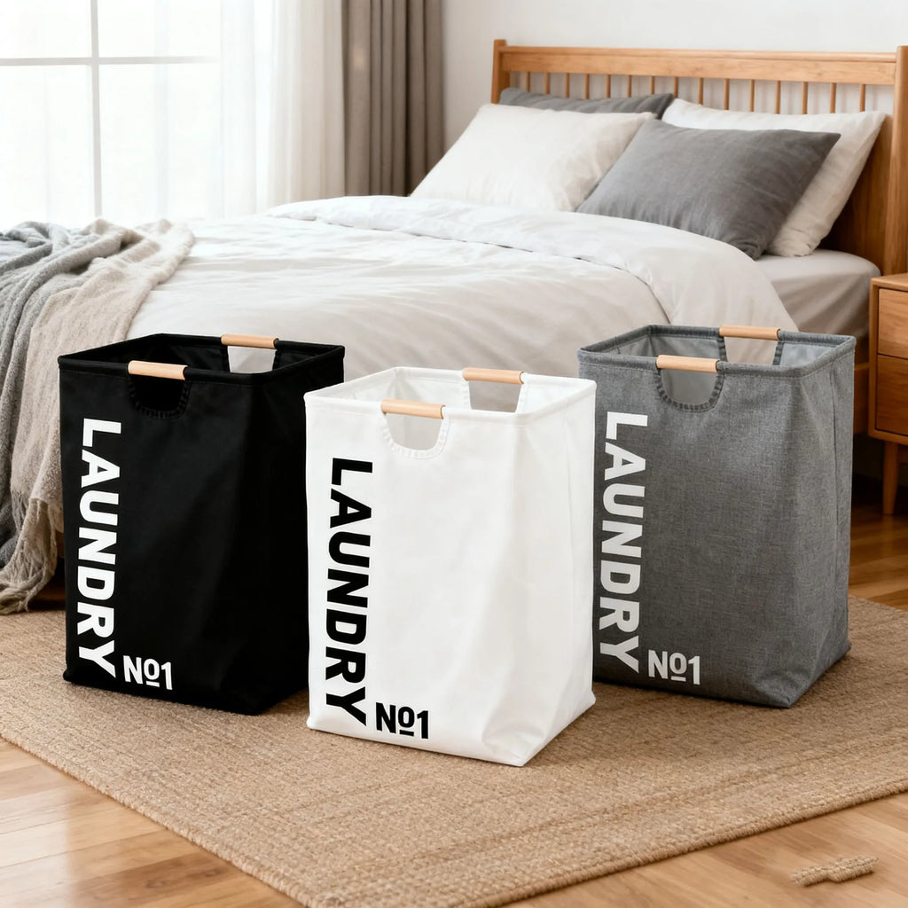 Foldable Fabric Laundry Basket with Handles Large Capacity Waterproof Storage Bin for Home and Bathroom