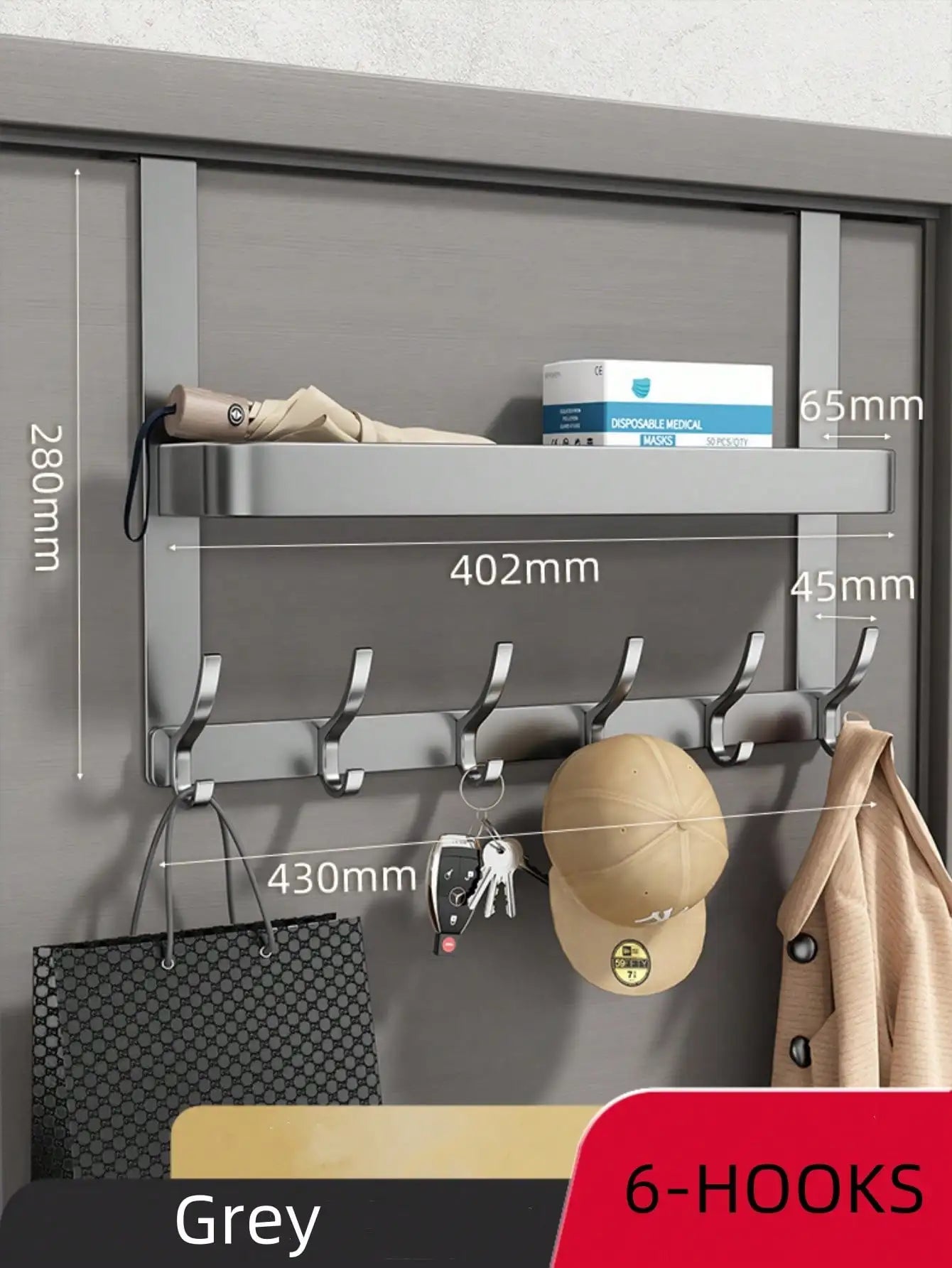 Easy-Install Over-The-Door Storage Rack - Multifunctional Metal Hooks for Bedroom, Bathroom & Kitchen Organization