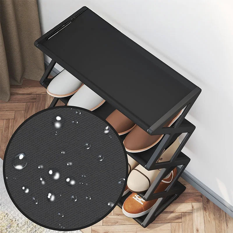 4 Tier Shoe Organizer, Foldable Shoe Rack Space Saving Standing Shoe Storage Organizer for Closet Hallway Entryway Bedroom