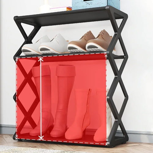 4 Tier Shoe Organizer, Foldable Shoe Rack Space Saving Standing Shoe Storage Organizer for Closet Hallway Entryway Bedroom