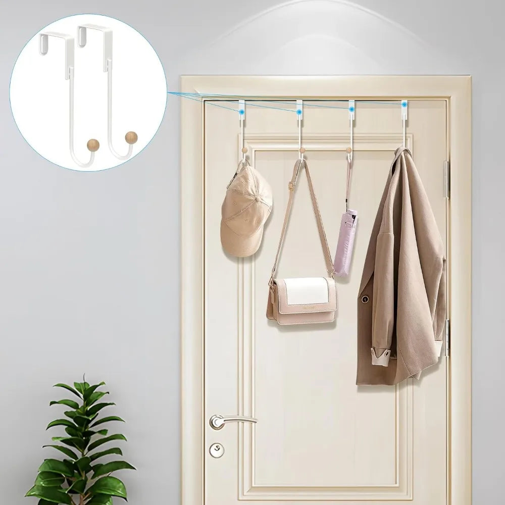 Over The Door Hooks 4 Pack Door Hanger Hooks Heavy Duty Hook Coat Rack Bathroom Kitchen Hanging Home Organization Storage Holder
