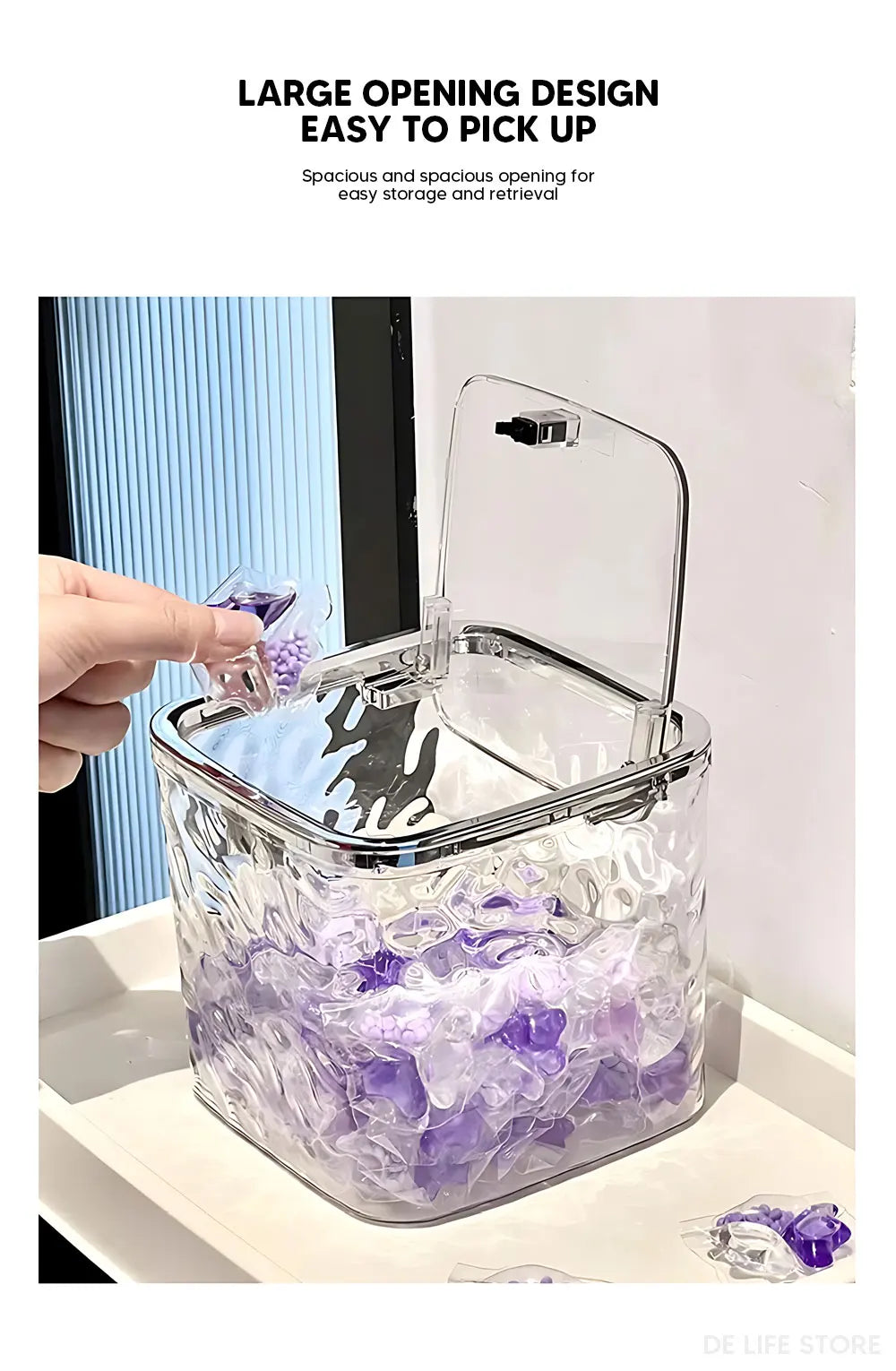 Laundry Powder Container With Lid Laundry Pods Organizer Washing Capsules Holder Laundry Room Desktop Storage Box