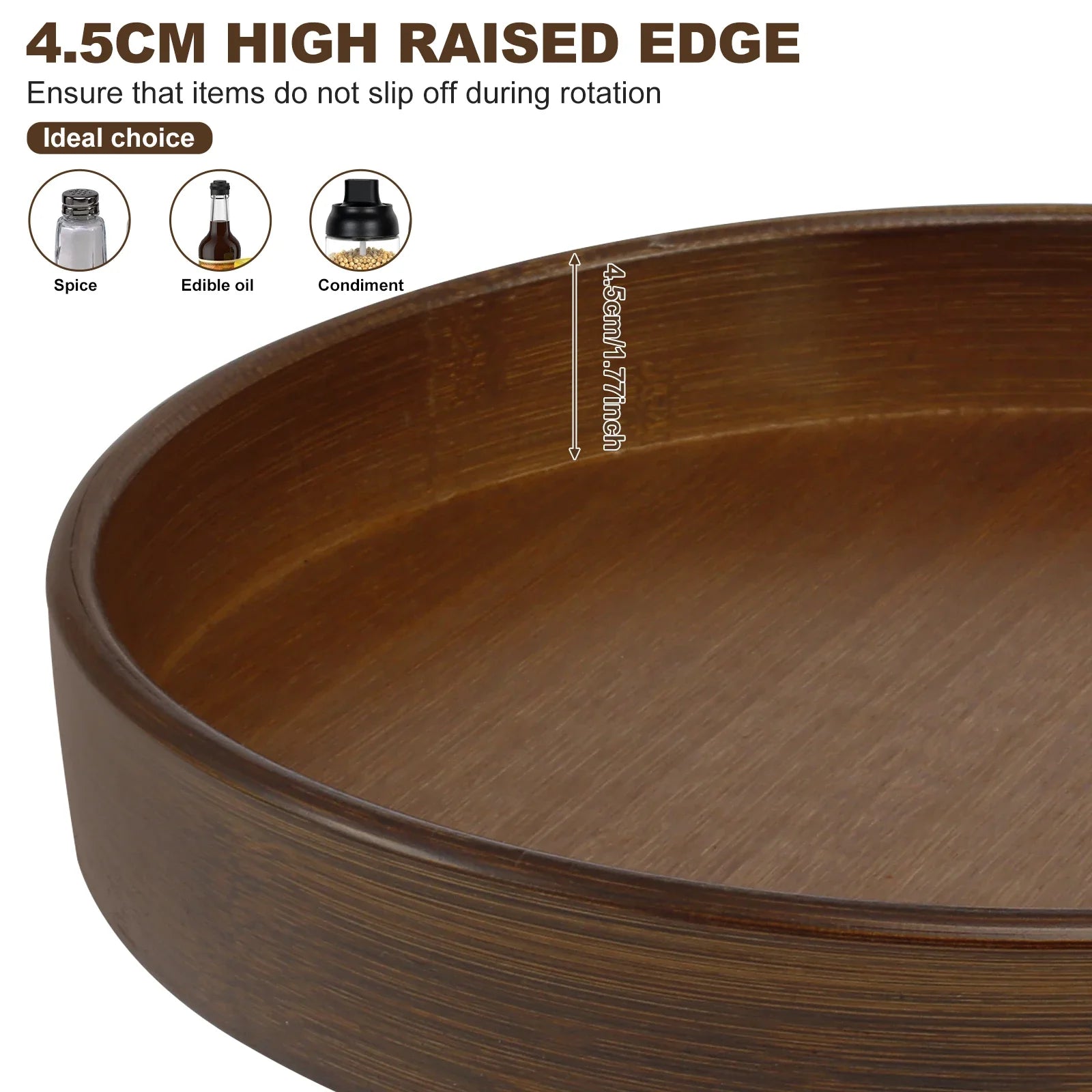 Wood Lazy Susan Organizer Round Lazy Susan Rotating Container for Cabinet Pantry Kitchen Countertop Refrigerator Spices Pantry
