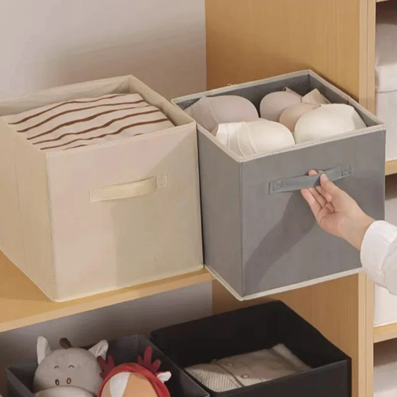 Cube Storage Box Non Woven Foldable Waterproof Home Supplies Wardrobe Space Saving for Kid Toy Clothes Office Storage Organizer