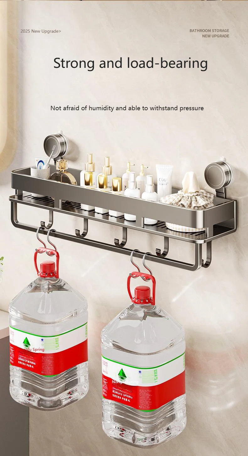 Suction Cup Bathroom Shelf,Wall Mounted Shower Organizer for Toiletries,Hanging Rack for Washbasin and Shower Storage
