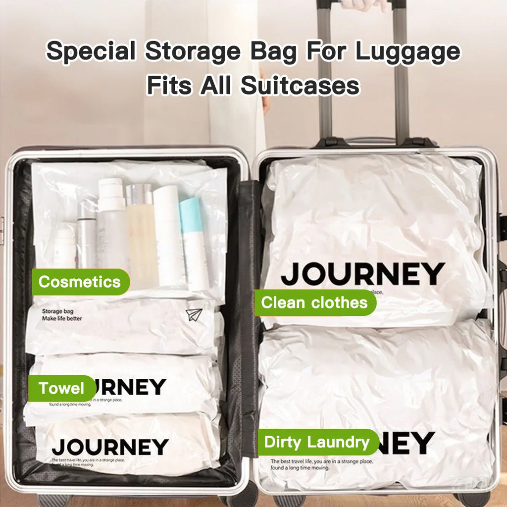 2pcs Vacuum Storage Bags Hand-Rolled Travel Vacuum Storage Bags For Towels Socks Clothes More No Pump Needed