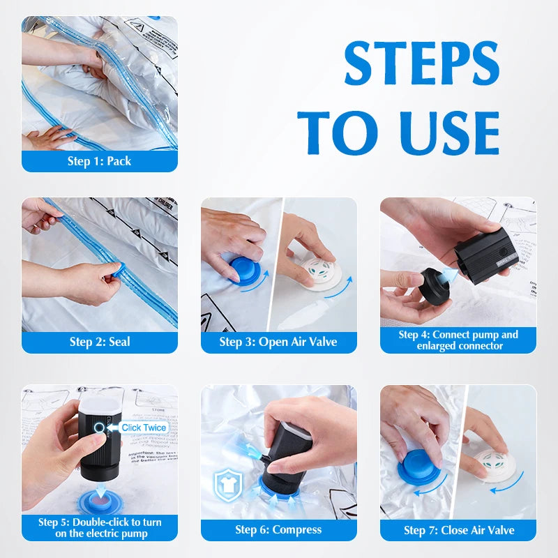 Cordless Electric Pump for Vacuum Storage Bags Portable Universial Travel Air Pump for Compression Clothes, Blanket, Luggage