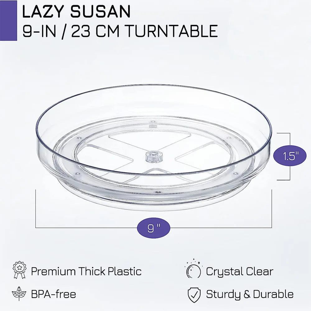 Lazy Susan Spice Rack Organizer, 360 Degree Rotating Round Lazy Susan Turntable for Cabinet, Clear