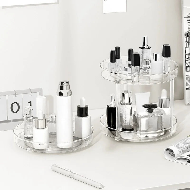 1pc rotating cosmetics storage box dressing table desktop transparent lipstick perfume skin care product storage rack