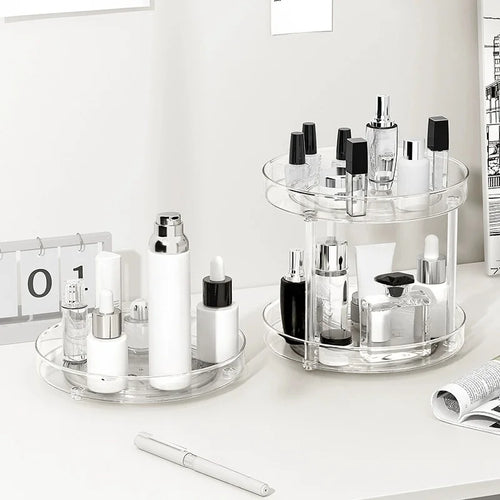 1pc rotating cosmetics storage box dressing table desktop transparent lipstick perfume skin care product storage rack