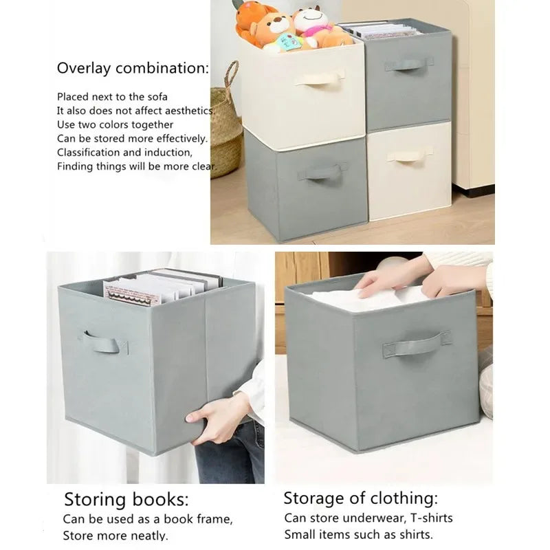 Cube Non Woven Fabric Storage Bin Collapsible Storage Box Home Supplies, Kid Toy Storage Organizer Cabinet Drawer Organization