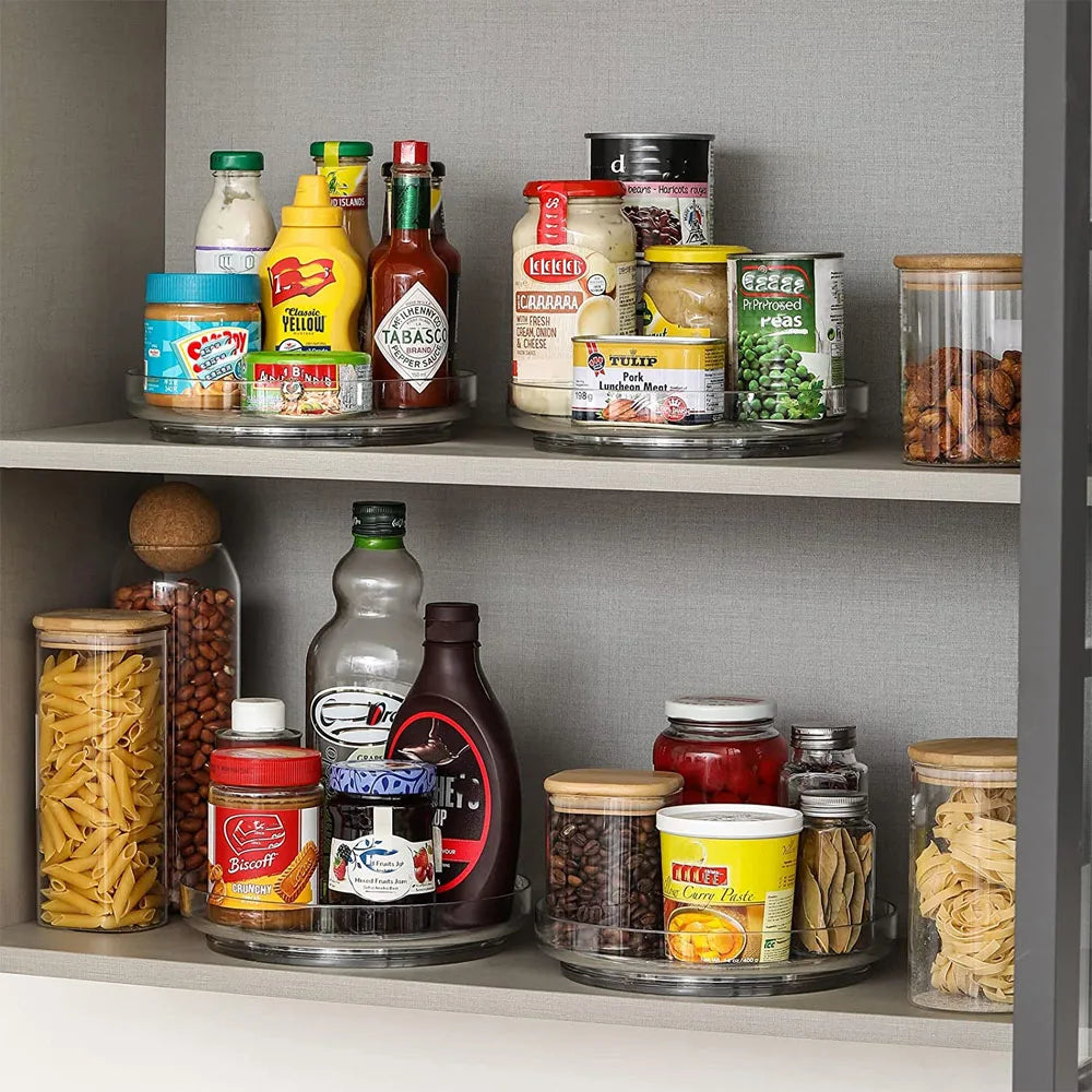 Lazy Susan Spice Rack Organizer, 360 Degree Rotating Round Lazy Susan Turntable for Cabinet, Clear