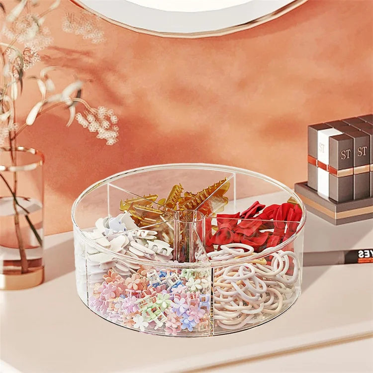 360° Rotating Makeup Organizer 10in Clear Turntable Lazy Susan Organizer Spinning Cosmetic Storage Holder with 6 Dividers JAF225