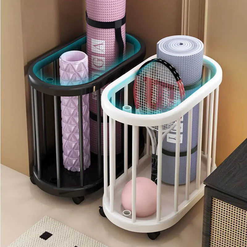 Multi-Purpose Storage Bin Organizer With Wheels Movable Dirty Clothes Laundry Storage Basket Fitness Gear Yoga Mats Storage Cart