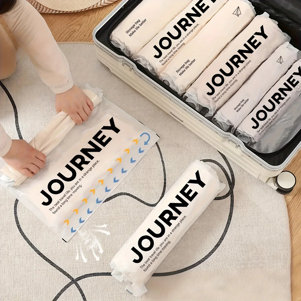 2pcs Vacuum Storage Bags, Hand-Rolled Travel Vacuum Storage Bags For Towels, Socks, Clothes, More , No Pump Needed