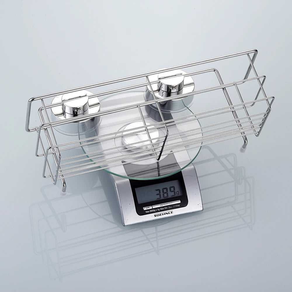 Shower Caddy Shelf Stainless Steel Suction Cup Shower Organizer Shelf No Drilling Heavy Duty Shower Caddy Rack for Bathroom