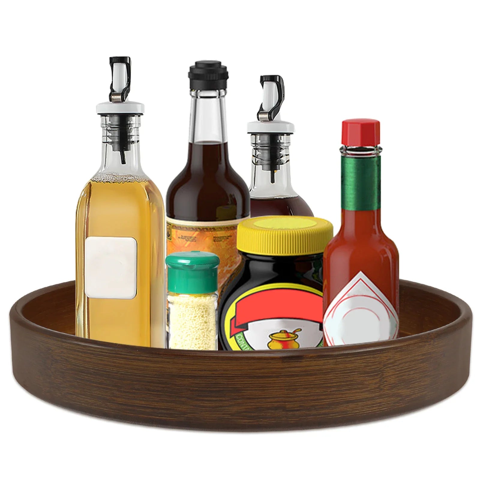 Wood Lazy Susan Organizer Round Lazy Susan Rotating Container for Cabinet Pantry Kitchen Countertop Refrigerator Spices Pantry