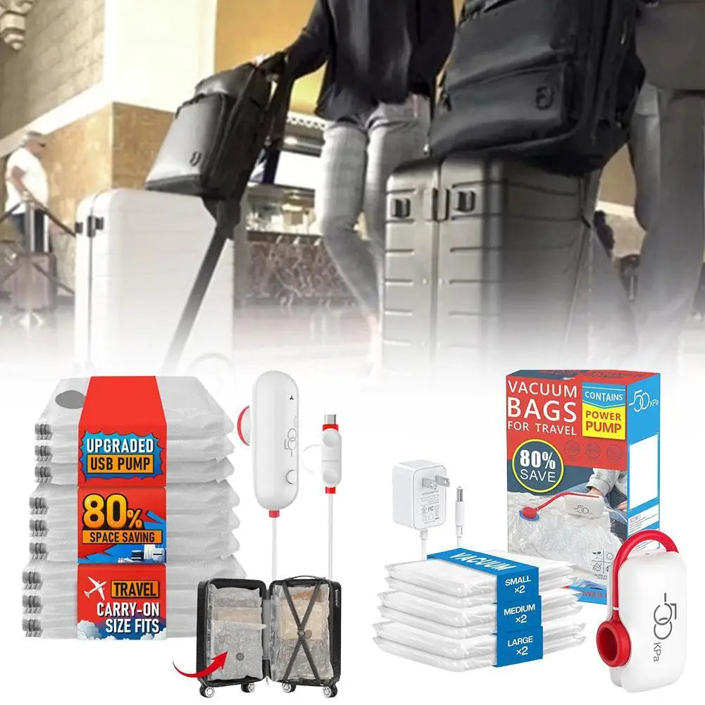 Vacuum Storage Bags Lightweight Travel Vacuum Bag With USB Electric Suction Pump Vacuum Storage Bags For Clothes Luggage