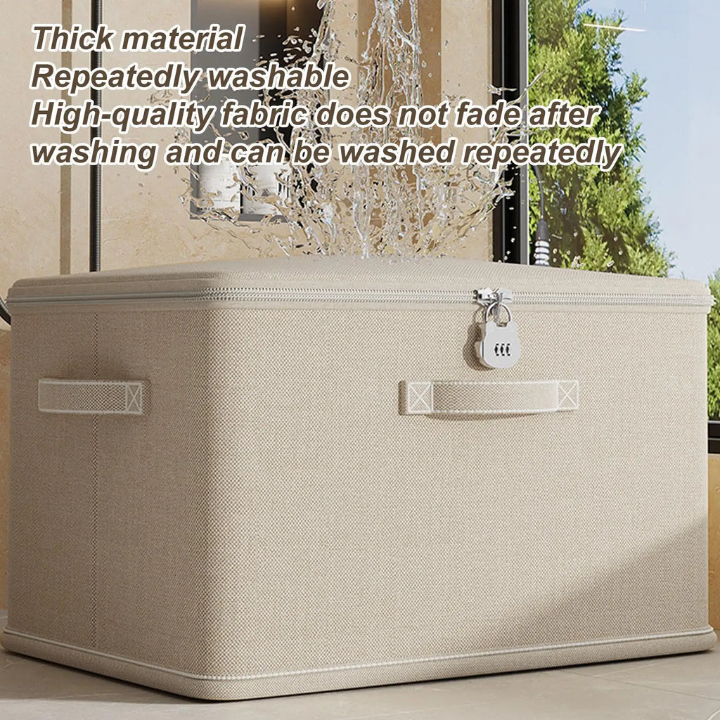 Storage Box with Lock Stackable Secure Odor Proof Storage Container Locking Organizing Bin Washable Shelf Baskets for Blanket