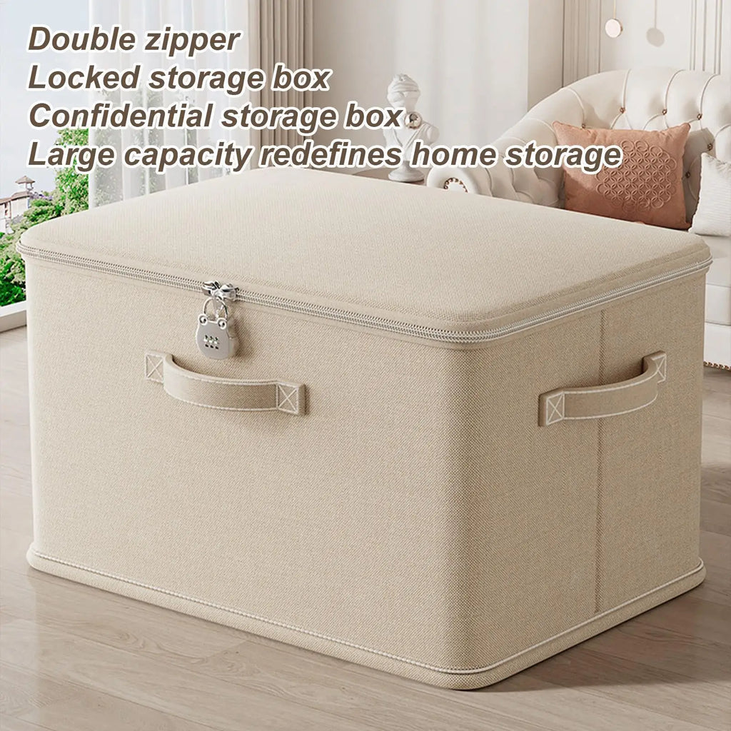 Storage Box with Lock Stackable Secure Odor Proof Storage Container Locking Organizing Bin Washable Shelf Baskets for Blanket