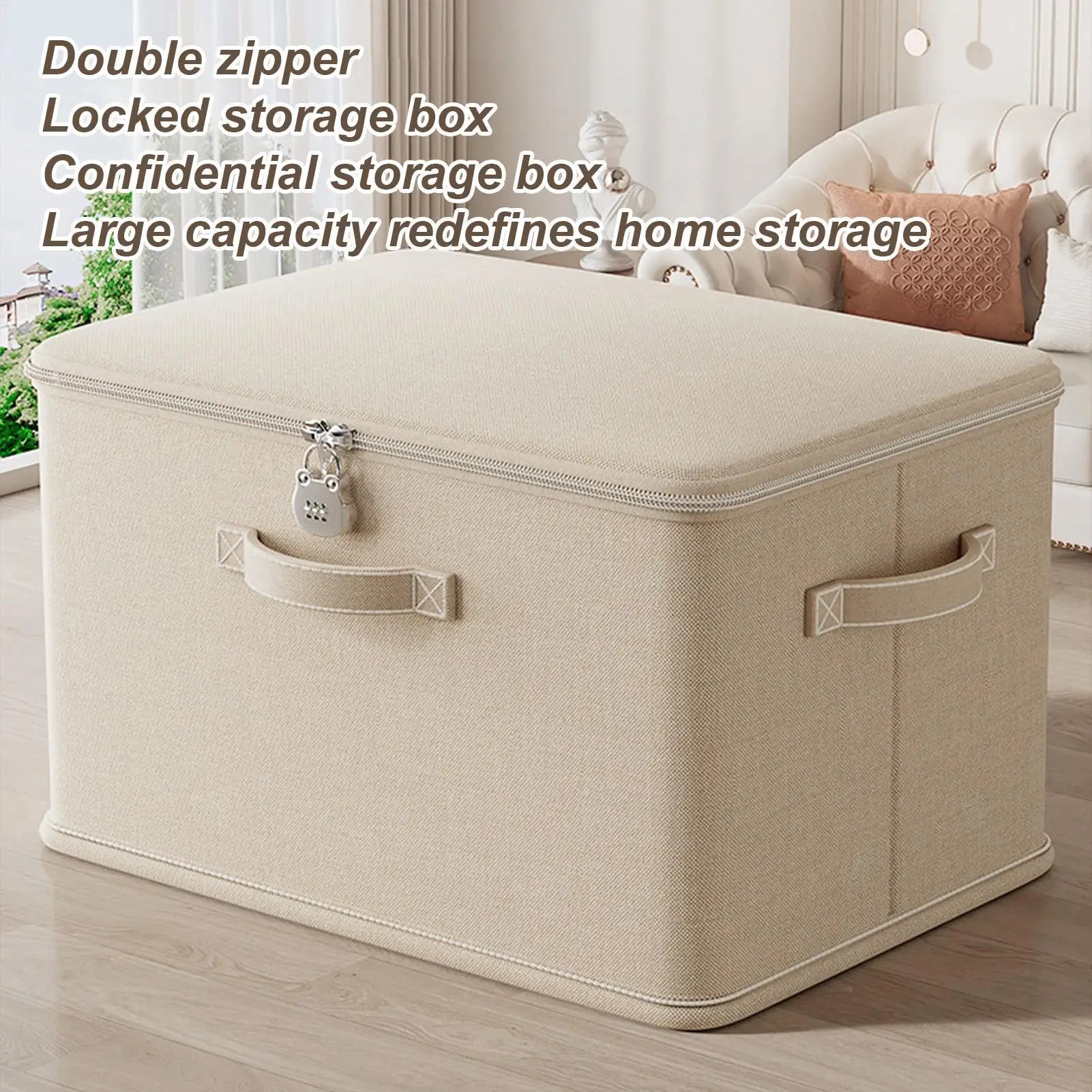 Storage Box with Lock Stackable Secure Odor Proof Storage Container Locking Organizing Bin Washable Shelf Baskets for Blanket