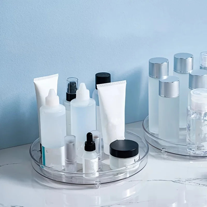 1pc rotating cosmetics storage box dressing table desktop transparent lipstick perfume skin care product storage rack