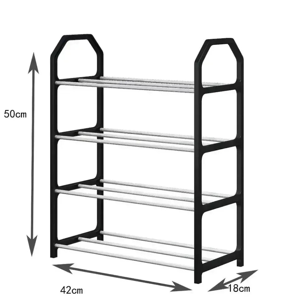 Simple Fashion Shoe Rack Trapezoidal Shoes Organizer Stand Holder Living Room Space Saving Modern Assembled Shoe Rack 4-Layer