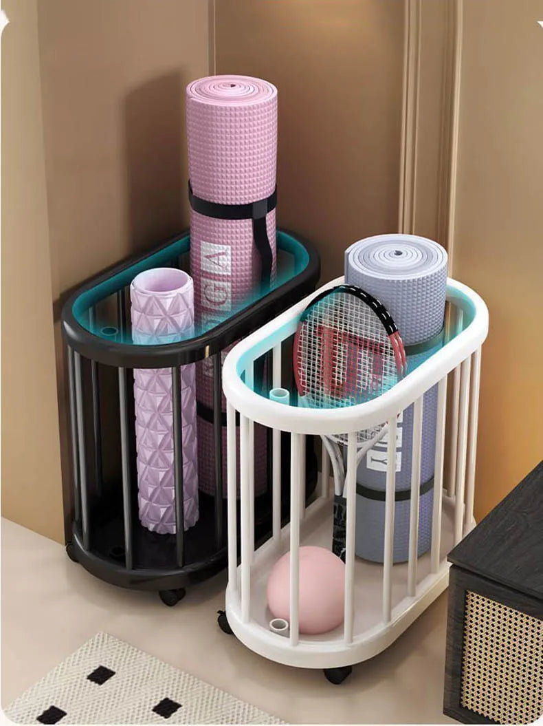 Multi-Purpose Storage Bin Organizer With Wheels Movable Dirty Clothes Laundry Storage Basket Fitness Gear Yoga Mats Storage Cart
