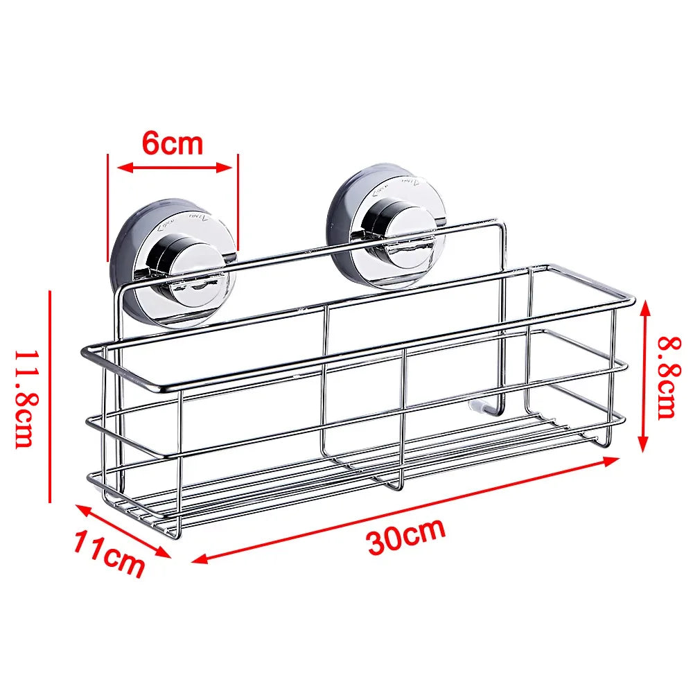Shower Caddy Shelf Stainless Steel Suction Cup Shower Organizer Shelf No Drilling Heavy Duty Shower Caddy Rack for Bathroom