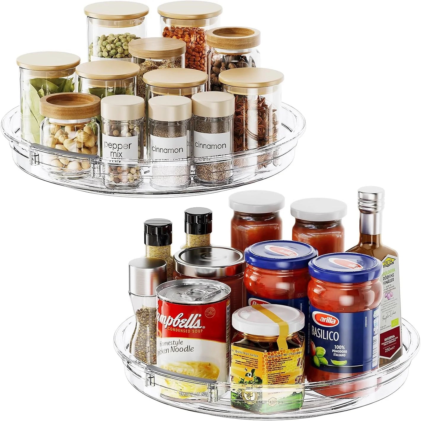 Lazy Susan Organizer Turntable for Cabinet, Lazy Susan with Edge Rotating Spice Organizer for Fridge, Kitchen, Pantry, Bathroom