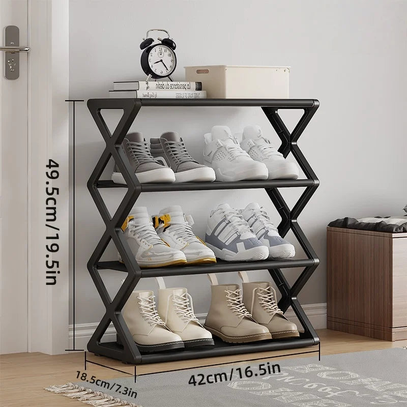 4 Tier Shoe Organizer, Foldable Shoe Rack Space Saving Standing Shoe Storage Organizer for Closet Hallway Entryway Bedroom
