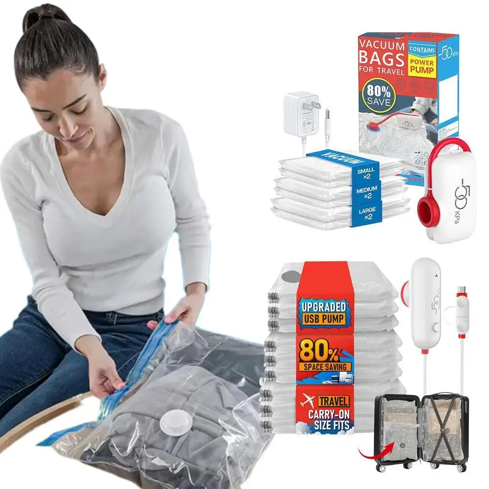Vacuum Storage Bags Lightweight Travel Vacuum Bag With USB Electric Suction Pump Vacuum Storage Bags For Clothes Luggage