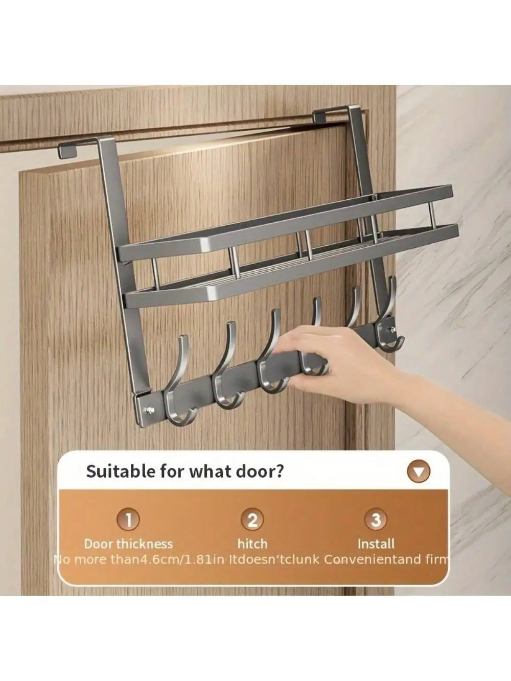 Easy-Install Over-The-Door Storage Rack - Multifunctional Metal Hooks for Bedroom, Bathroom & Kitchen Organization