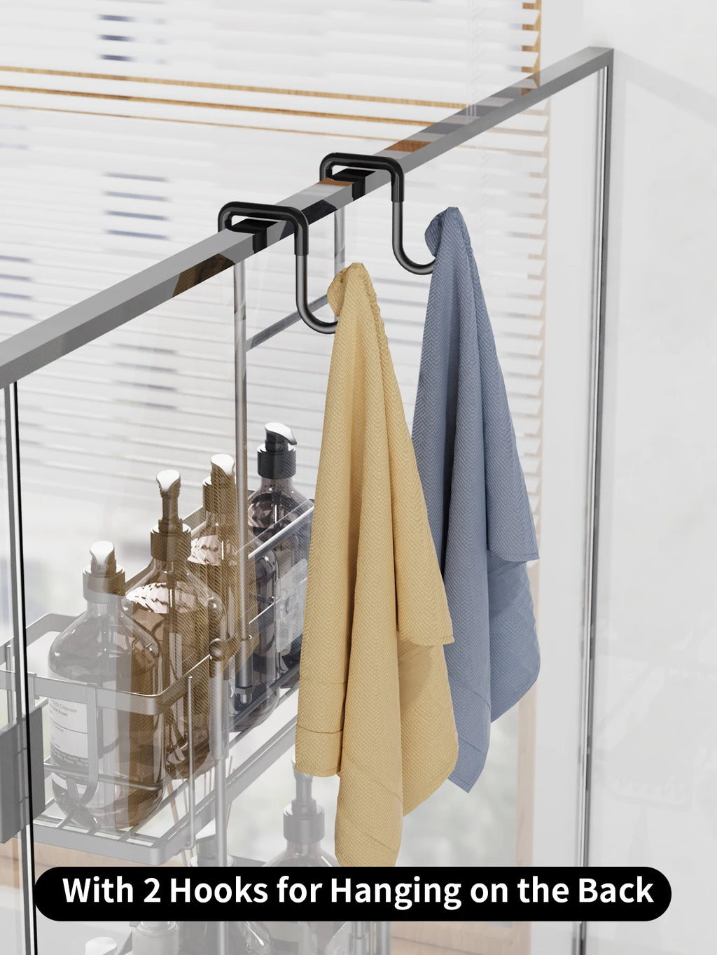 3-tier hanging shower caddy, large capacity hanging shower caddy, with 2 soap dishes BLACK/Silver