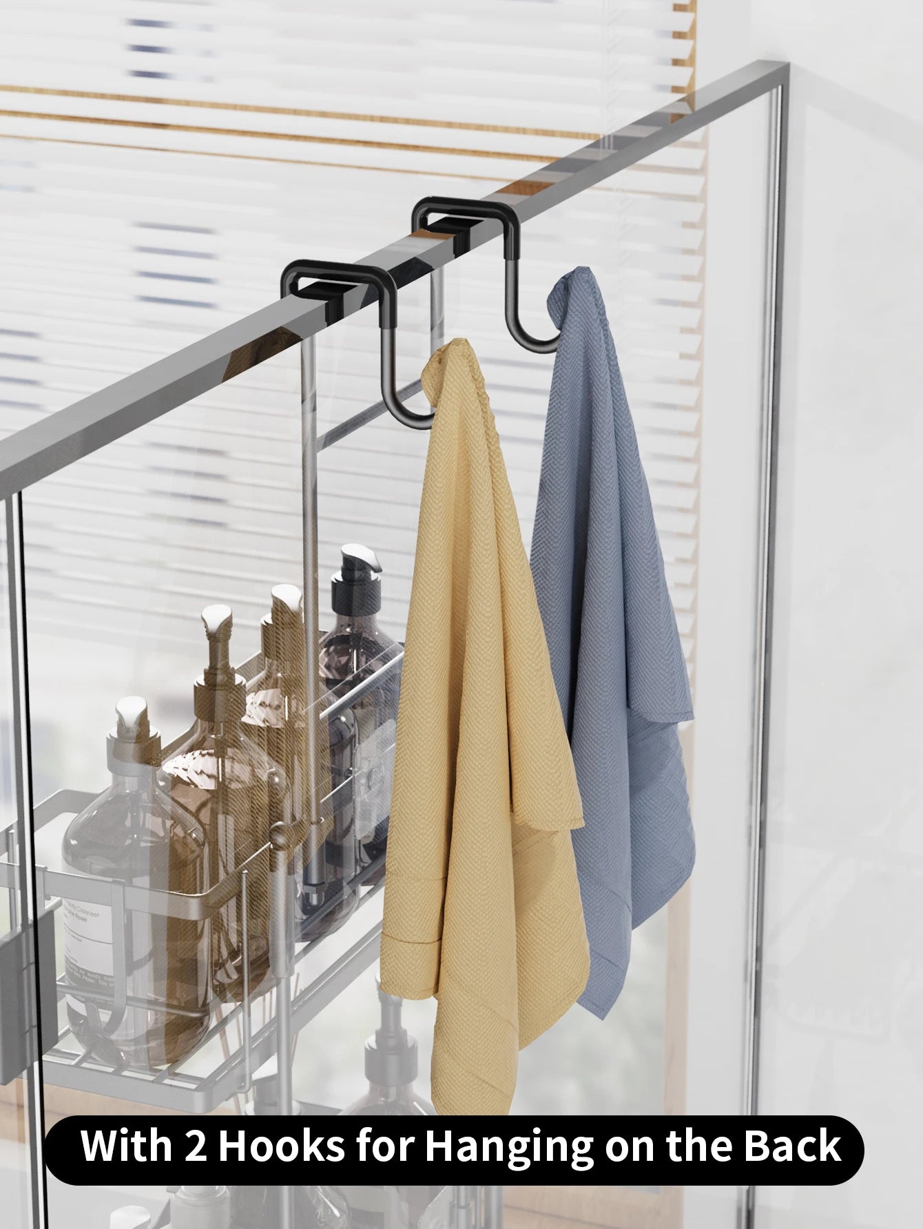 3-tier hanging shower caddy, large capacity hanging shower caddy, with 2 soap dishes BLACK/Silver