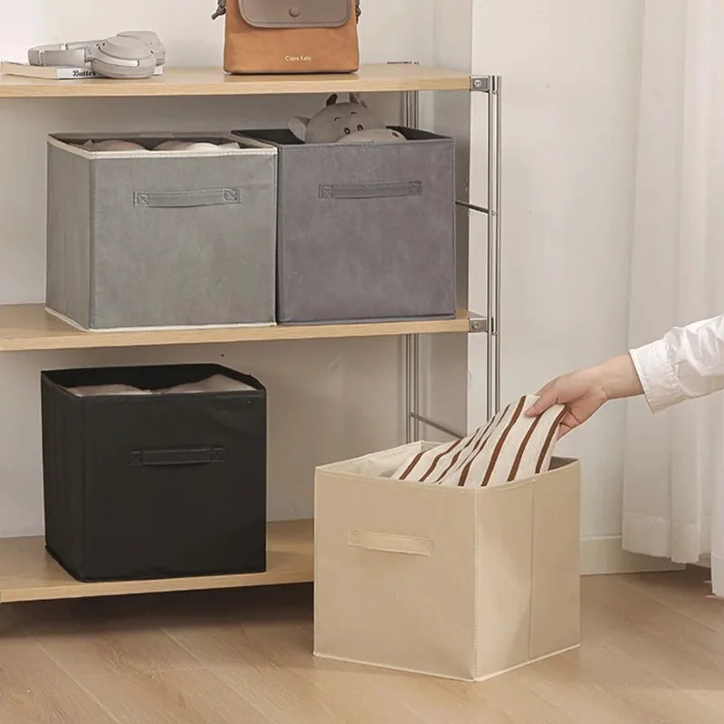 Cube Storage Box Non Woven Foldable Waterproof Home Supplies Wardrobe Space Saving for Kid Toy Clothes Office Storage Organizer