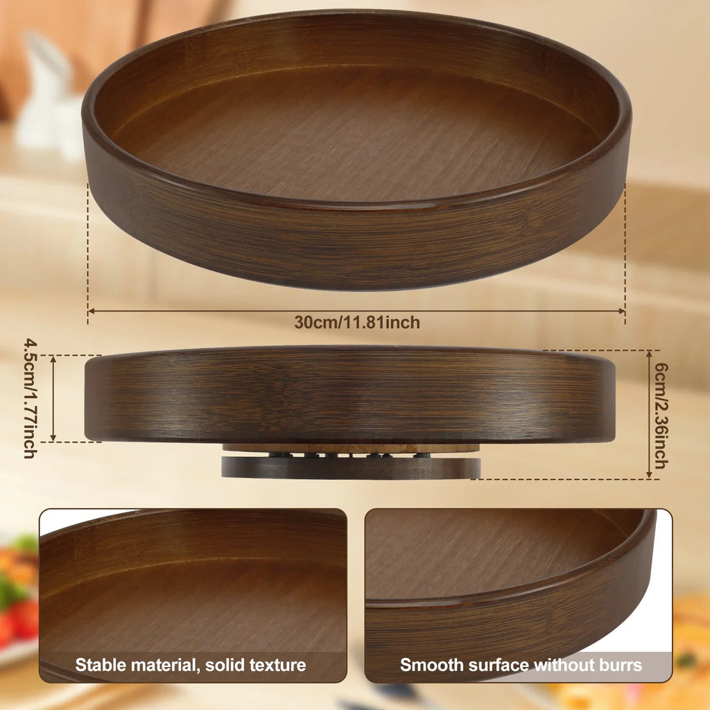 Wood Lazy Susan Organizer Round Lazy Susan Rotating Container for Cabinet Pantry Kitchen Countertop Refrigerator Spices Pantry