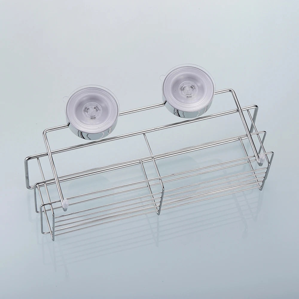 Shower Caddy Shelf Stainless Steel Suction Cup Shower Organizer Shelf No Drilling Heavy Duty Shower Caddy Rack for Bathroom