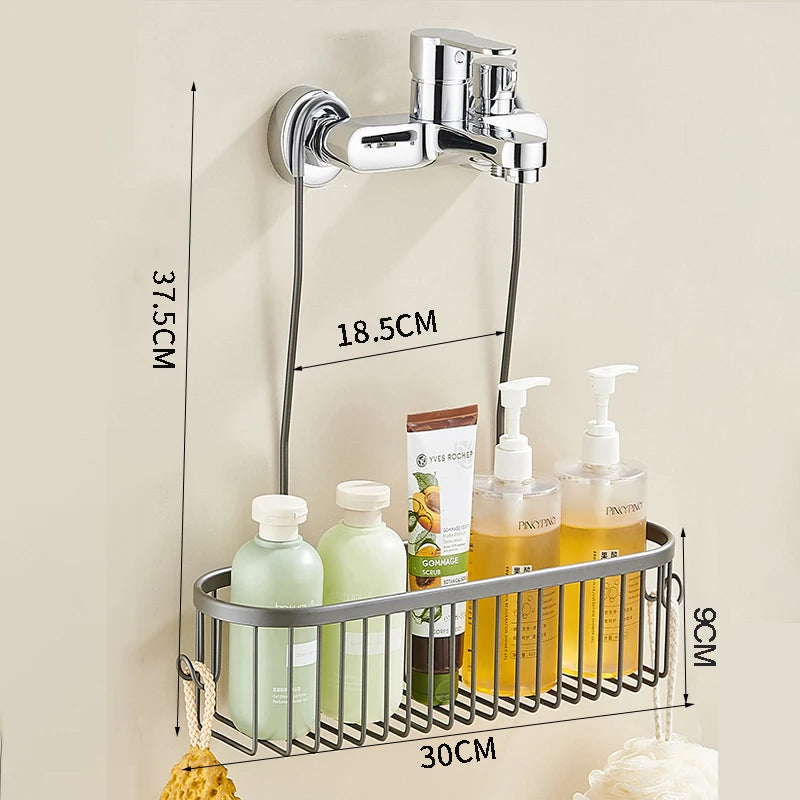 Shower Caddy Hanging Organizer Shower Basket with Hooks Storage Shelf No Drilling Shower Rack for Shower Faucet or Cross Bar