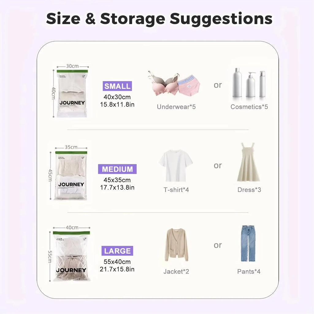 2pcs Vacuum Storage Bags, Hand-Rolled Travel Vacuum Storage Bags For Towels, Socks, Clothes, More , No Pump Needed