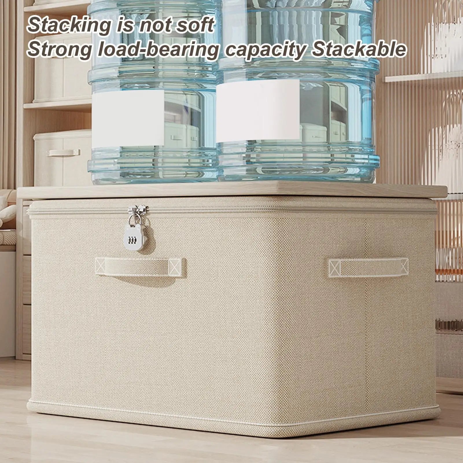 Storage Box with Lock Stackable Secure Odor Proof Storage Container Locking Organizing Bin Washable Shelf Baskets for Blanket