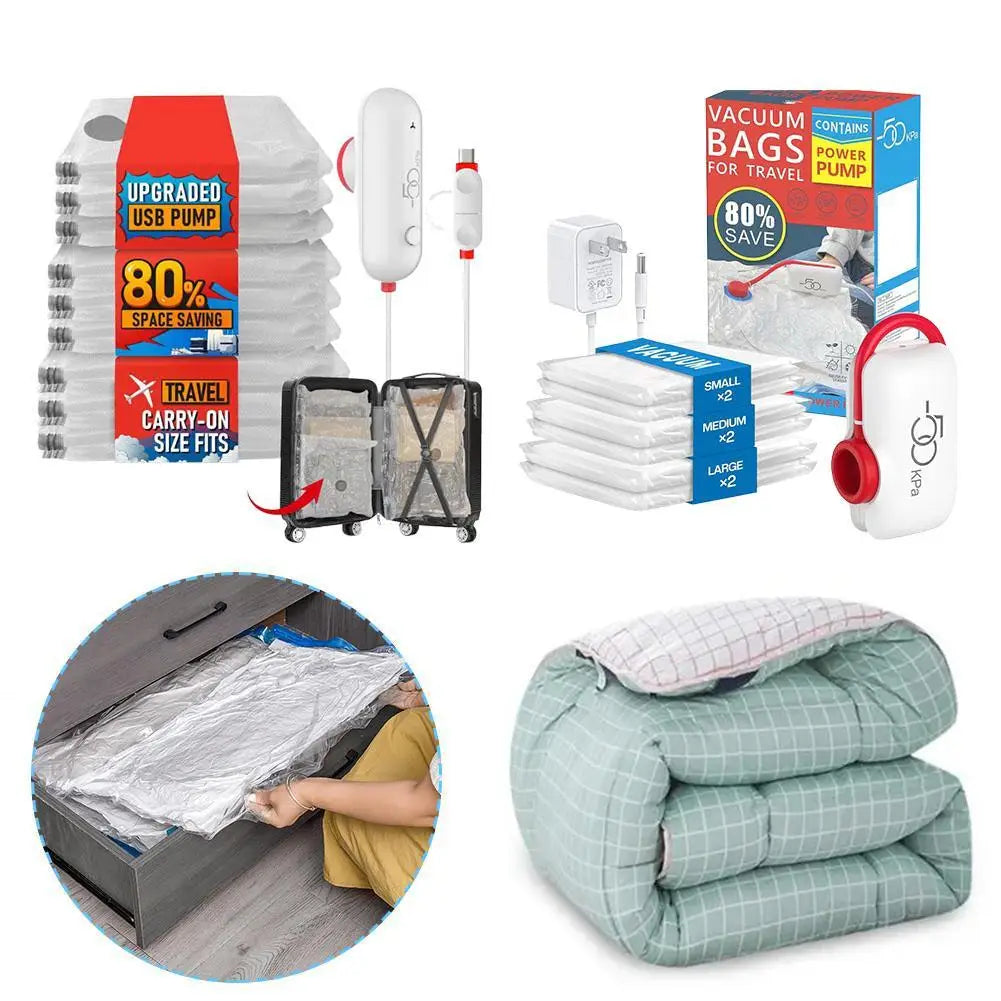 Vacuum Storage Bags Lightweight Travel Vacuum Bag With USB Electric Suction Pump Vacuum Storage Bags For Clothes Luggage