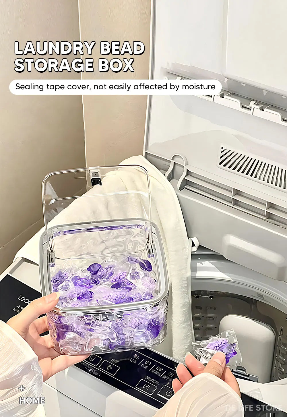 Laundry Powder Container With Lid Laundry Pods Organizer Washing Capsules Holder Laundry Room Desktop Storage Box
