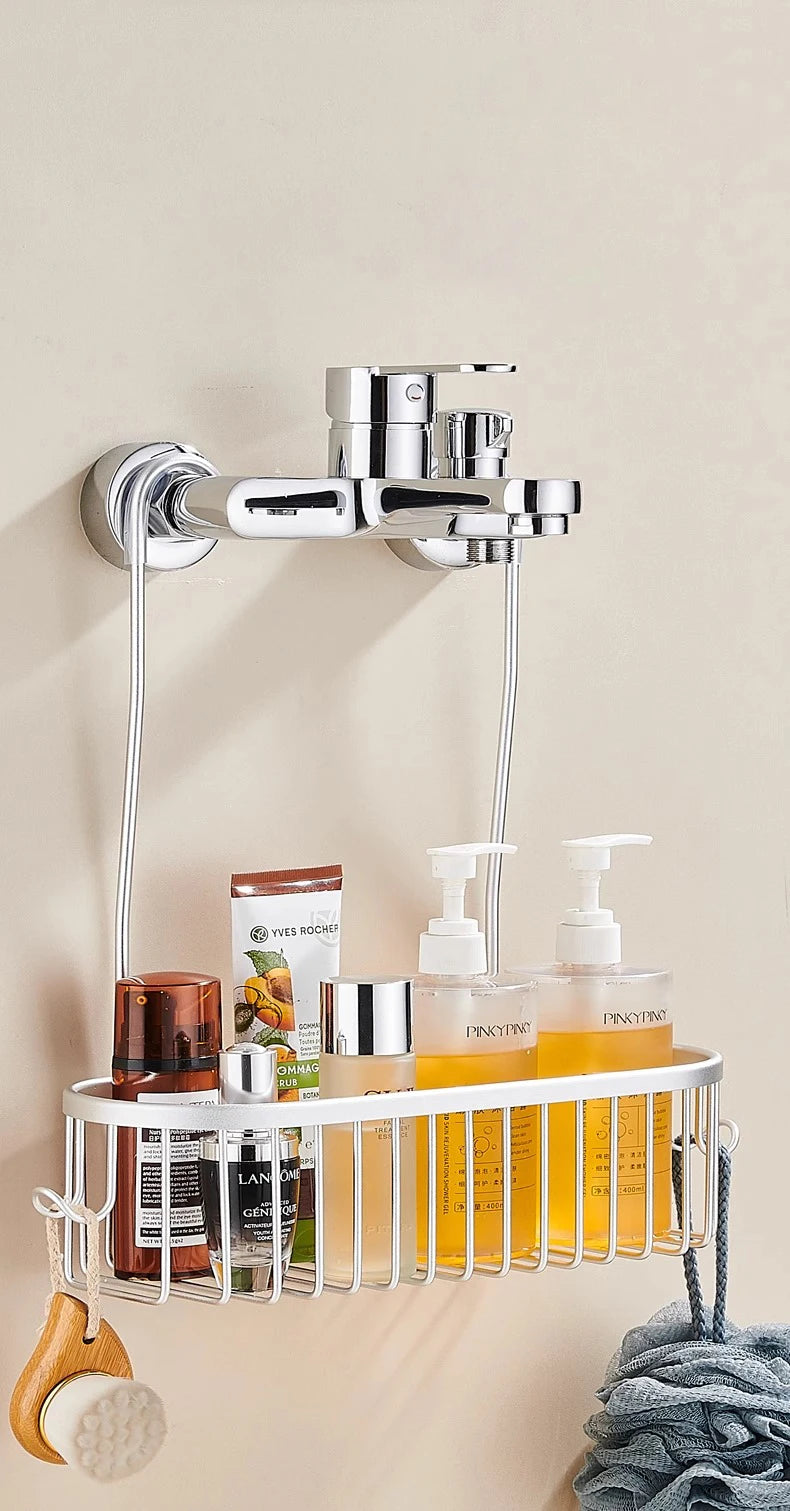 Shower Caddy Hanging Organizer Shower Basket with Hooks Storage Shelf No Drilling Shower Rack for Shower Faucet or Cross Bar