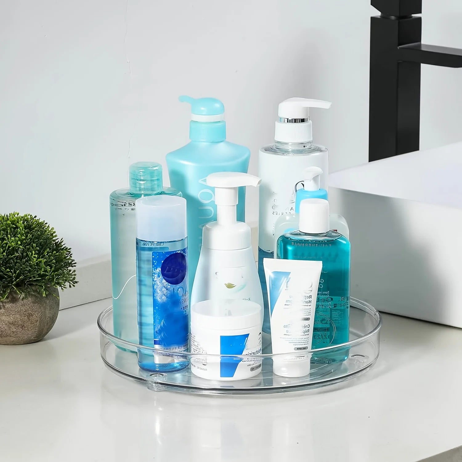 Lazy Susan Spice Rack Organizer, 360 Degree Rotating Round Lazy Susan Turntable for Cabinet, Clear