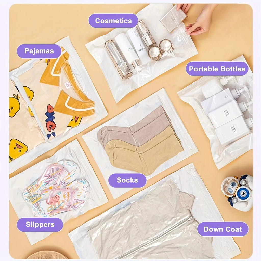 2pcs Vacuum Storage Bags, Hand-Rolled Travel Vacuum Storage Bags For Towels, Socks, Clothes, More , No Pump Needed
