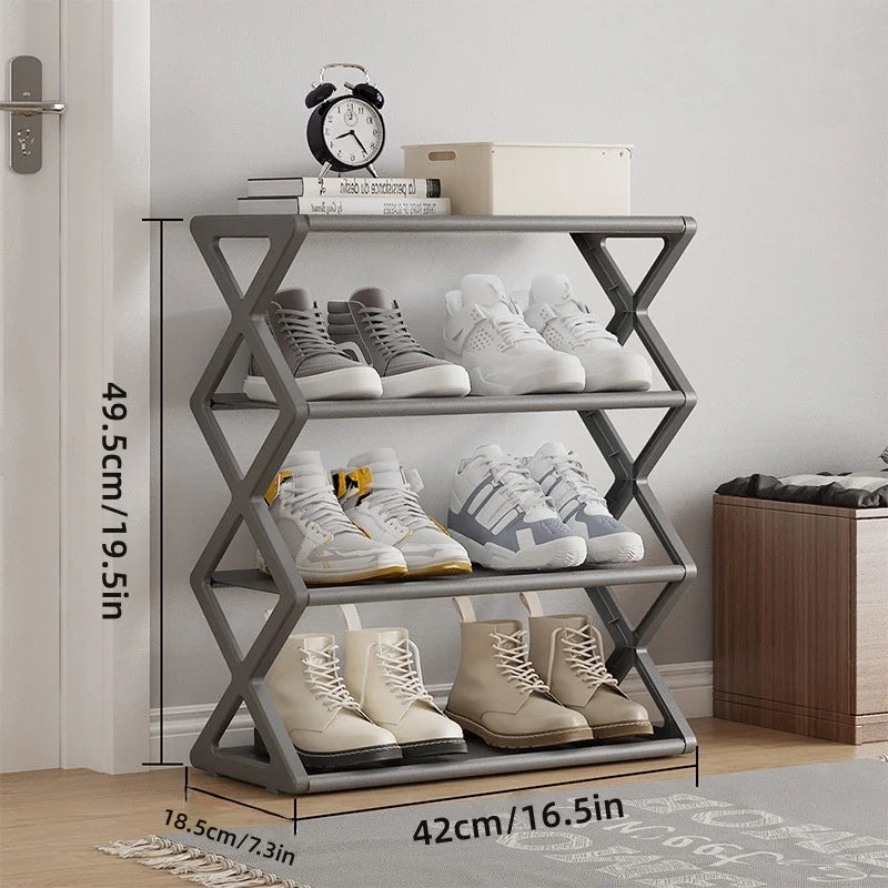 4 Tier Shoe Organizer, Foldable Shoe Rack Space Saving Standing Shoe Storage Organizer for Closet Hallway Entryway Bedroom