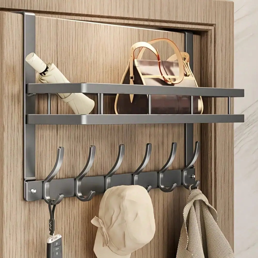 Easy-Install Over-The-Door Storage Rack - Multifunctional Metal Hooks for Bedroom, Bathroom & Kitchen Organization